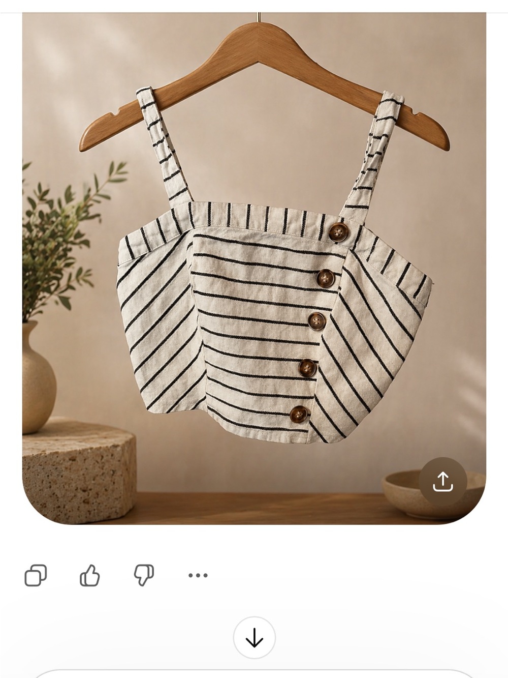 Altar'd State Cream Striped Button-Accent Crop Top